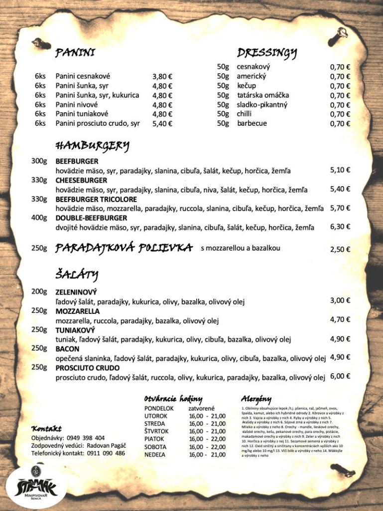 Pizzeria Stramak najlepsia Pizza v meste Menu